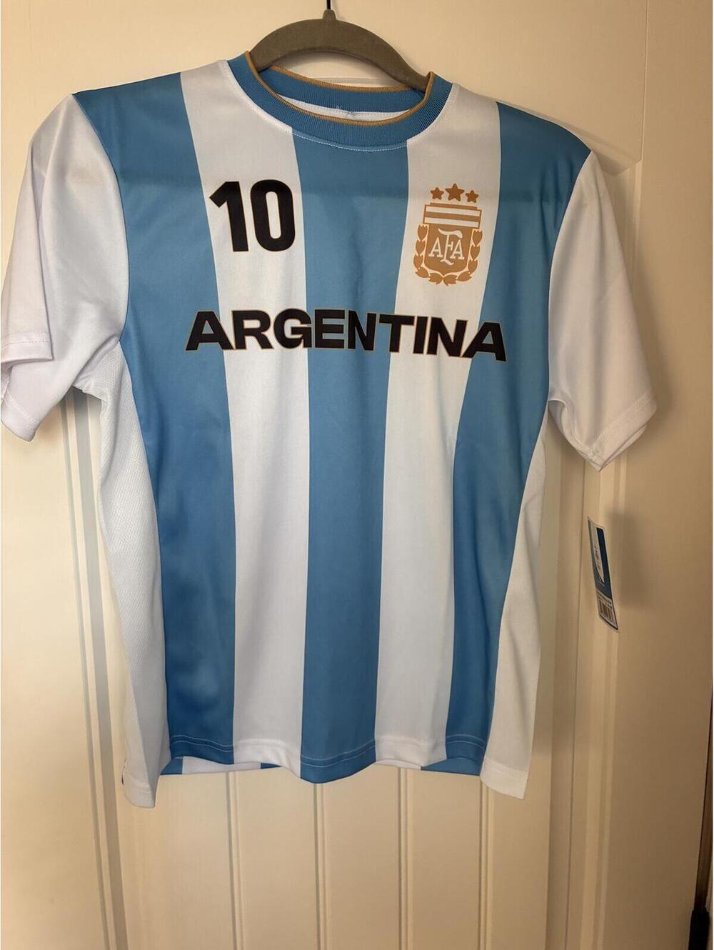Argentina Messi #10 Official Soccer Jersey Youth Large 14-16 Light Blue
